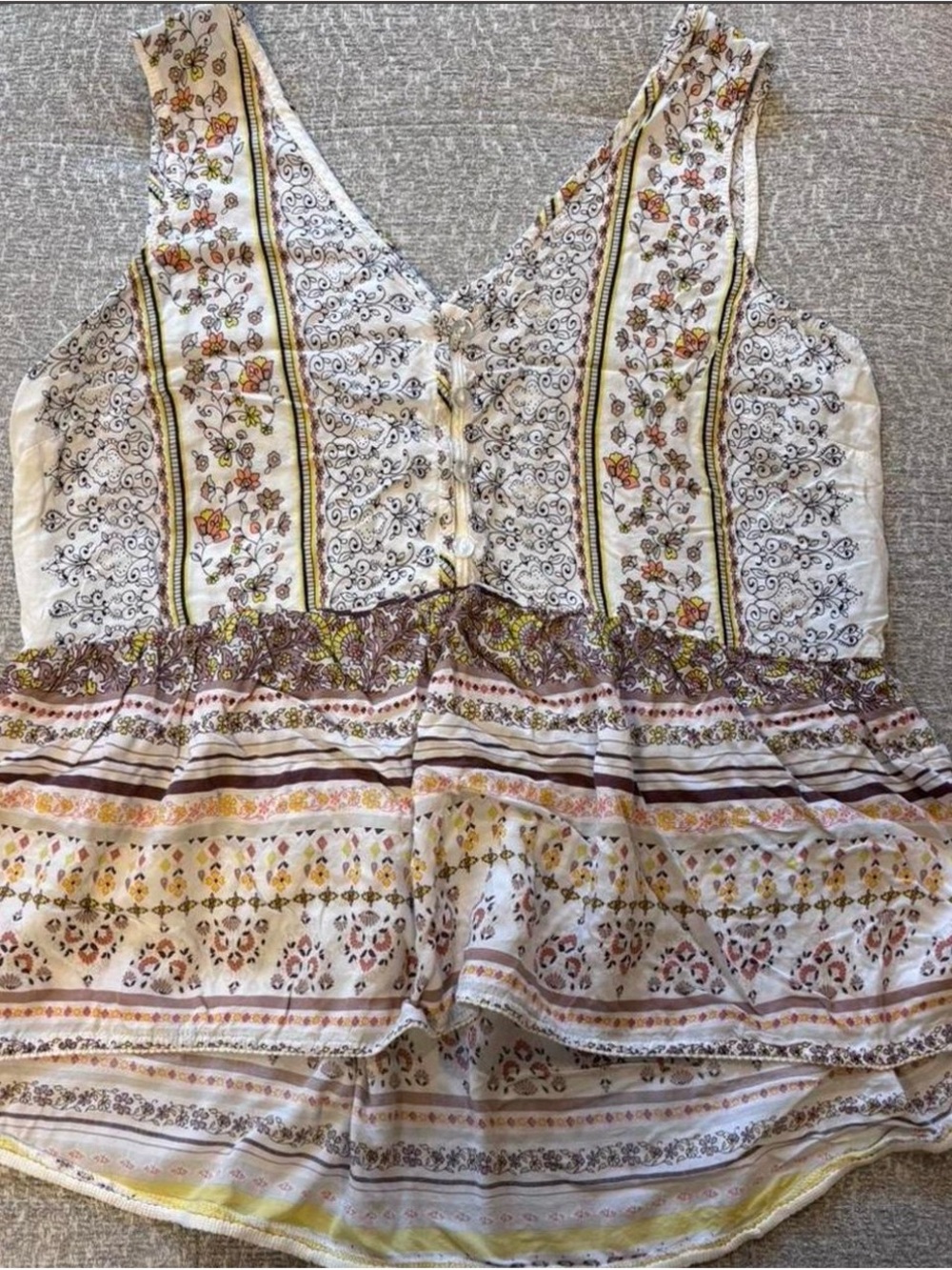 Patrons of Peace Cream Floral Boho V-Neck Camisole